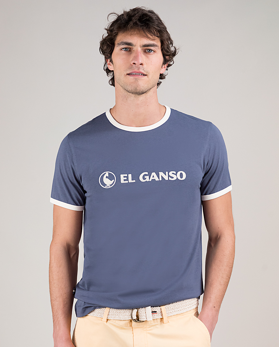 Navy Embroidered Shirt W Crew Neck