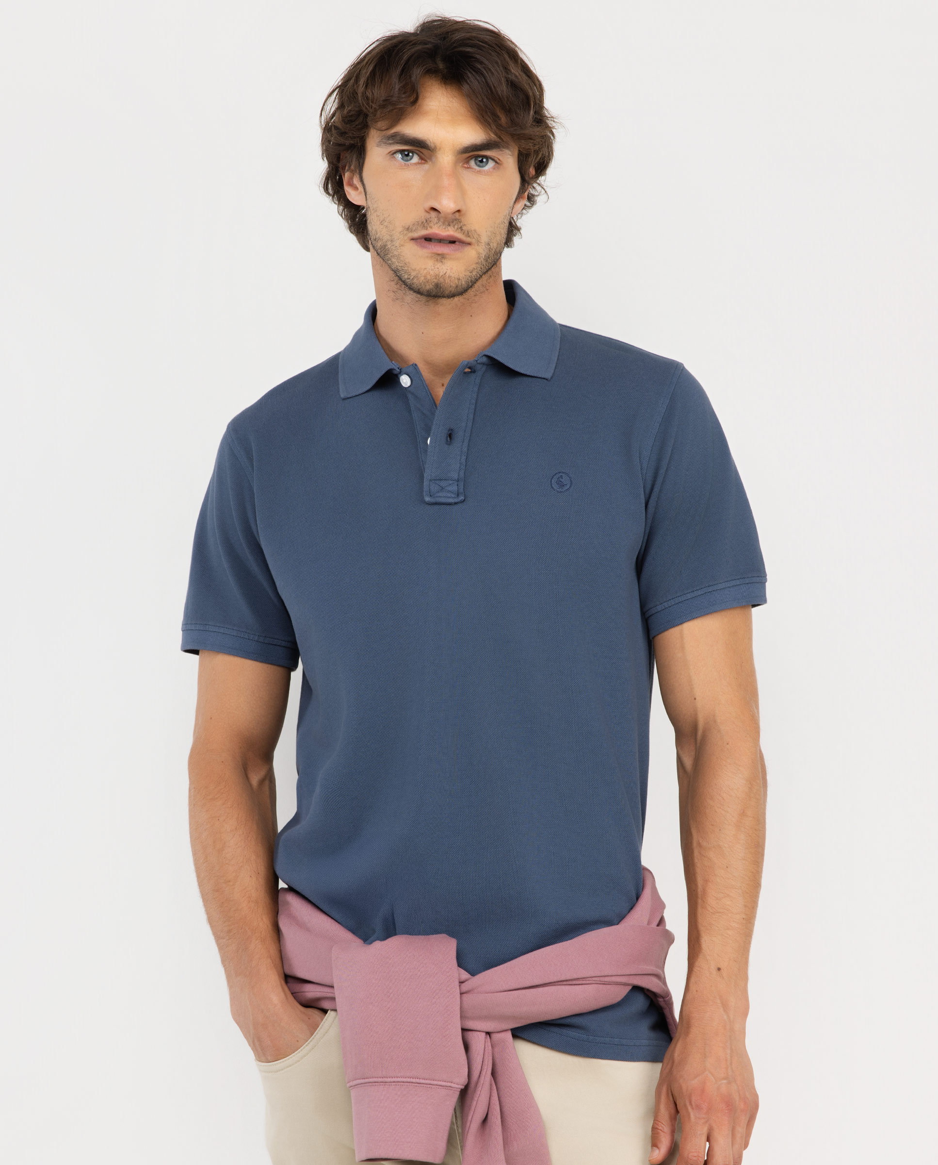 Polo Logo Bordado Marino