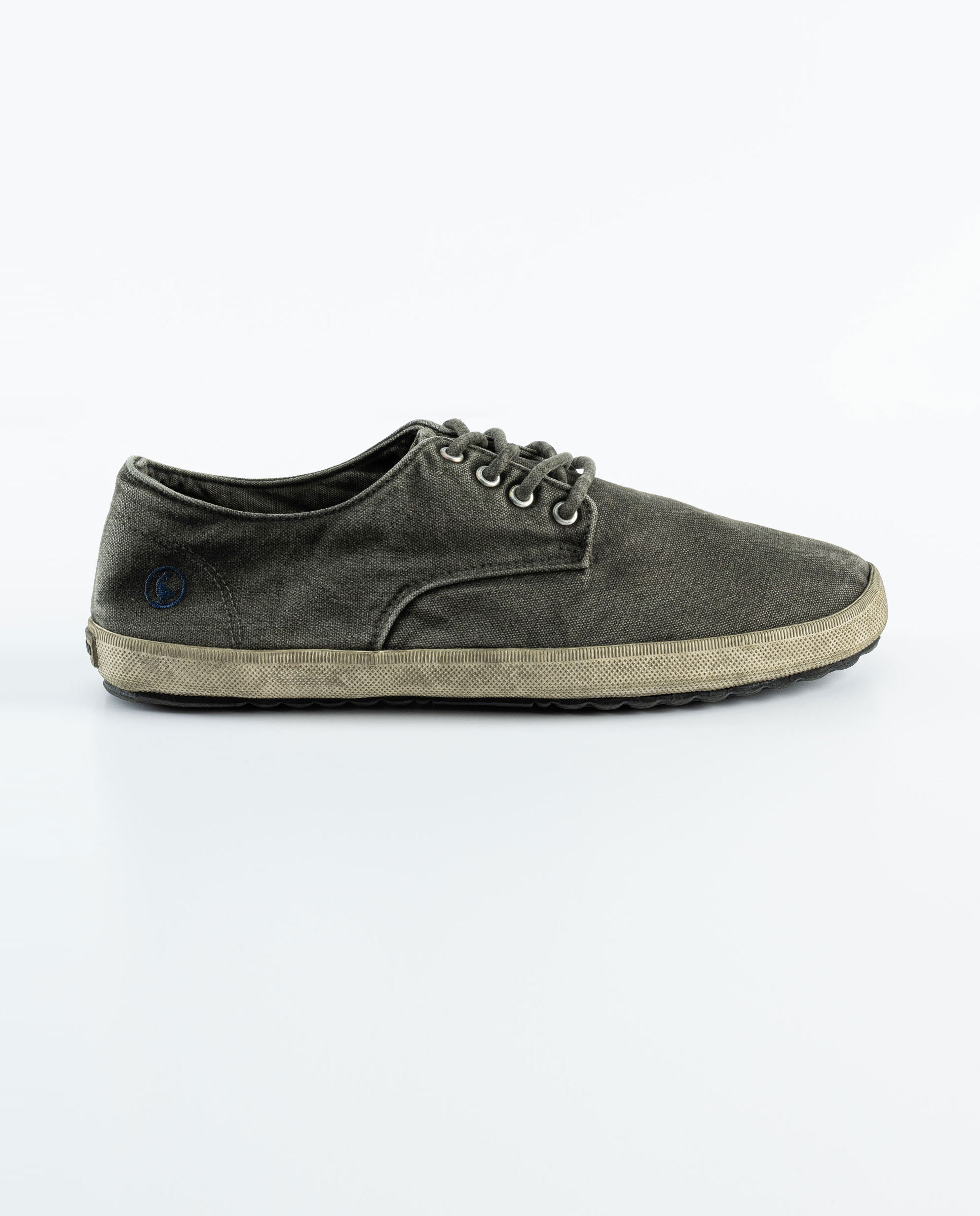 Grey Garment Dyed Canvas Derby Sneakers