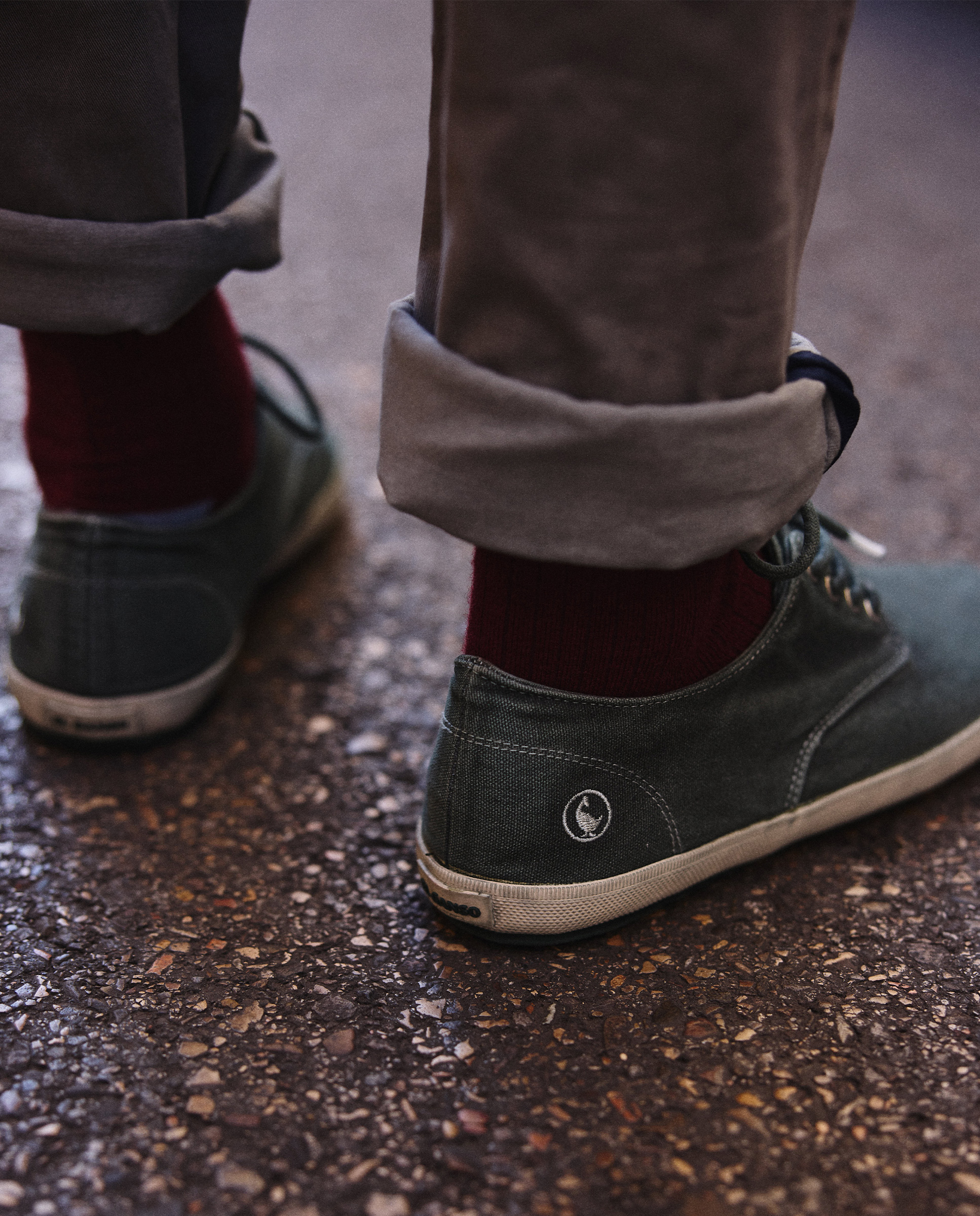 Green Garment Dyed Canvas Derby Sneakers