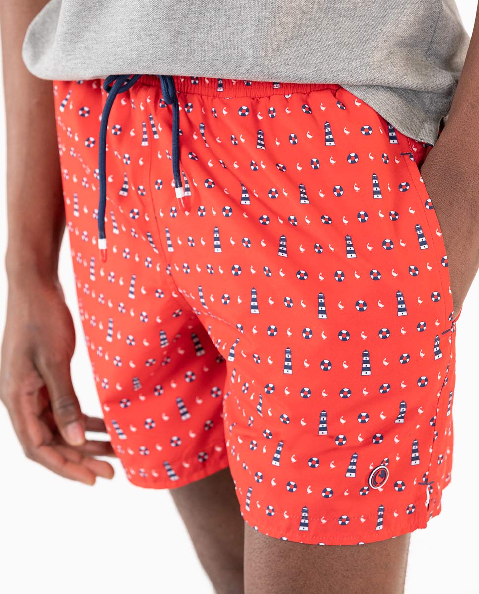 Bañador  Rojo   Estampado Flotadores