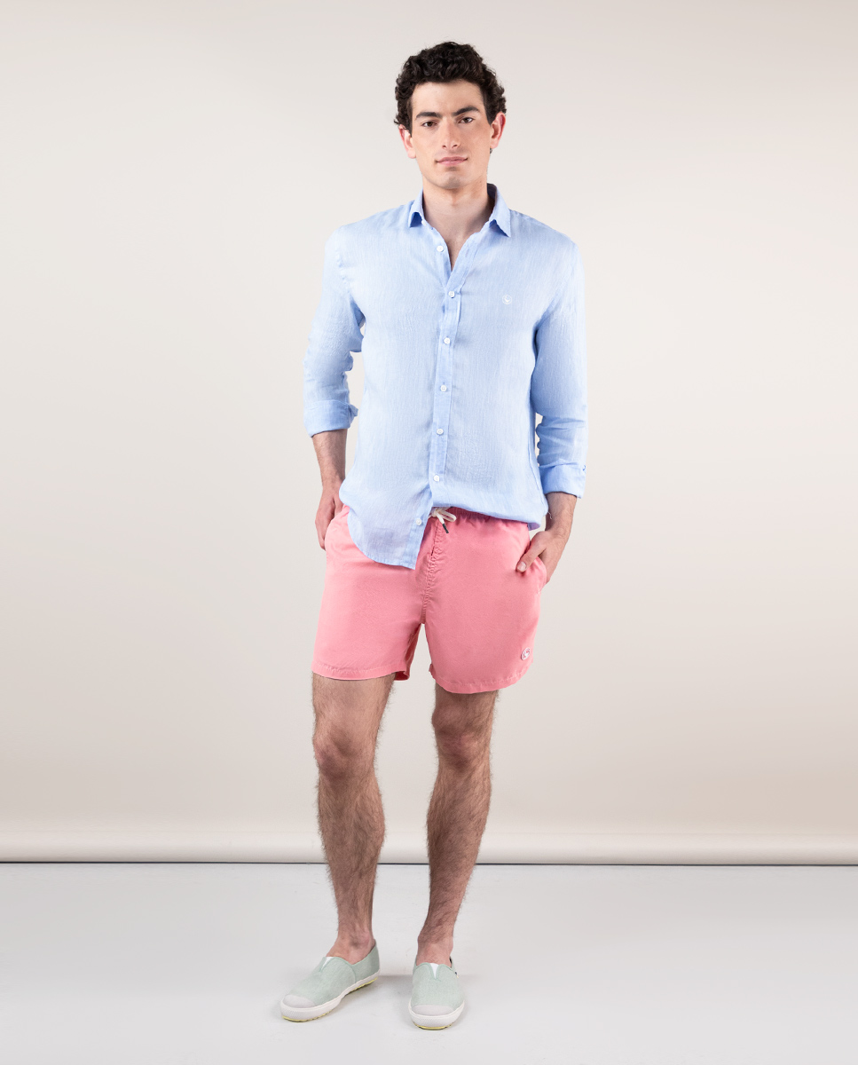 Bañador Liso Garment Dyed Rosa