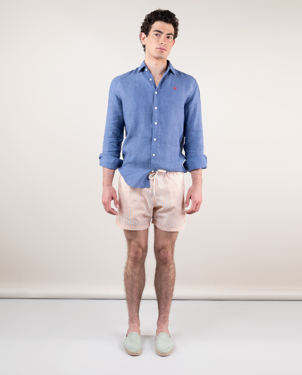 Bañador Seersucker Rayas Naranja