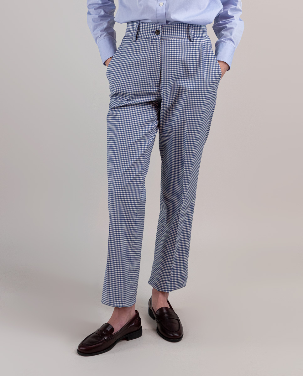 Pantalón Coordinado Cuadro Vichy Azul