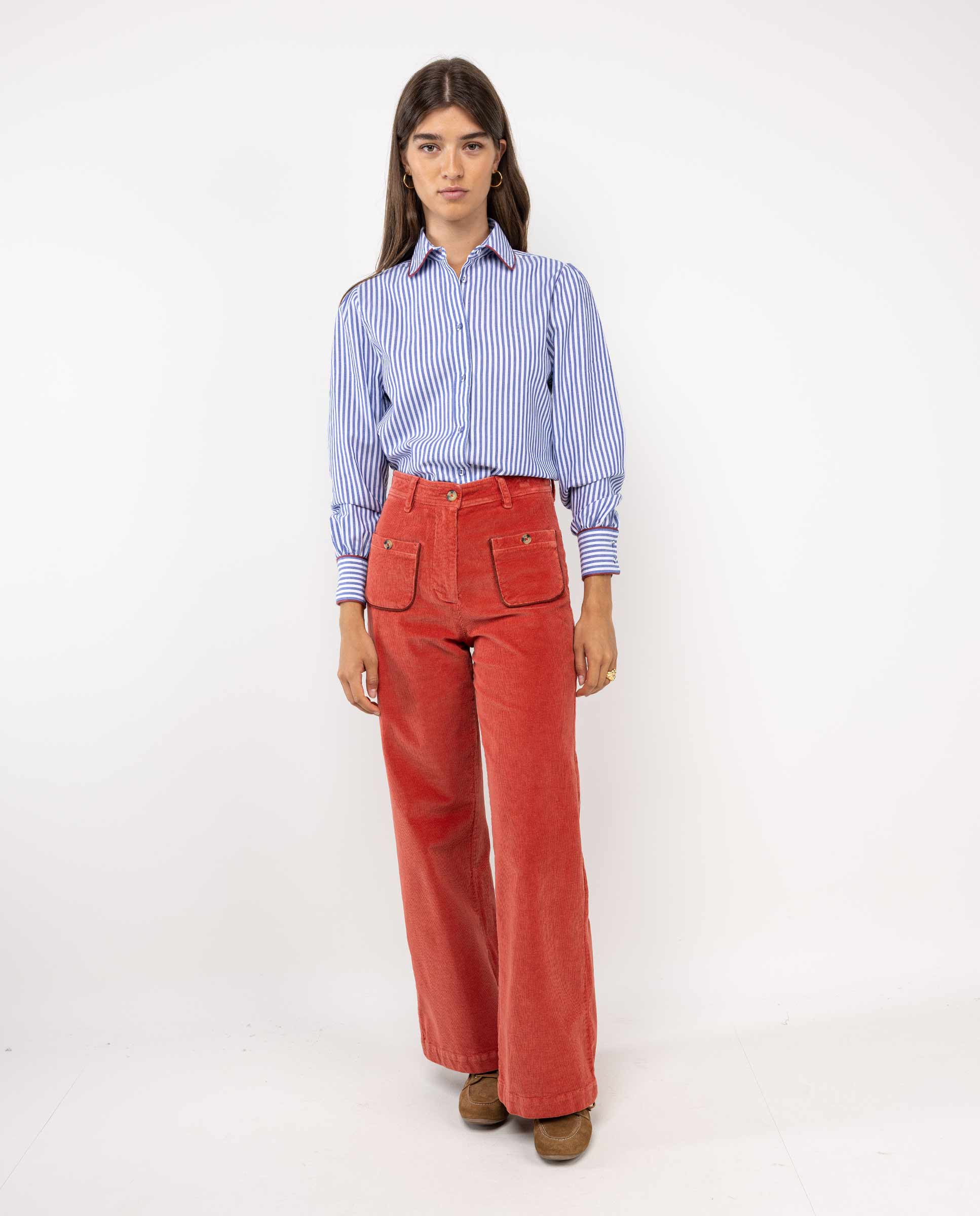 Pantalon Velours Orange Brûlé