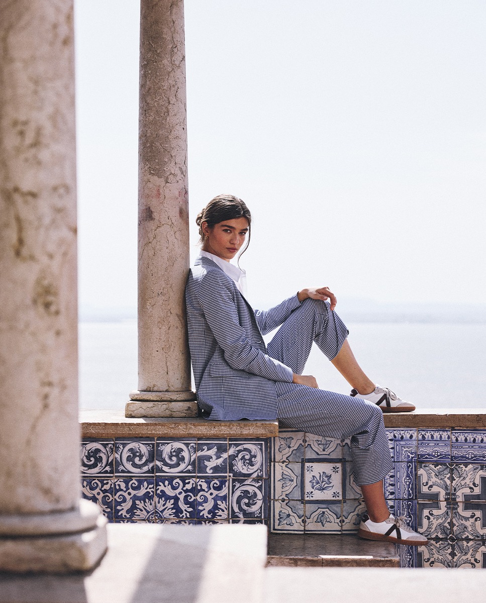 Americana Coordinada Cuadro Vichy Azul