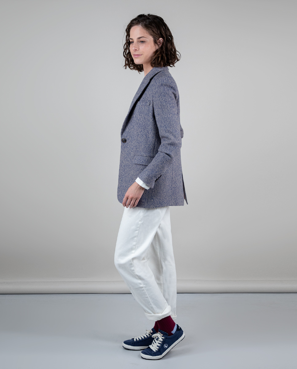 Americana Espiga Lana Azul