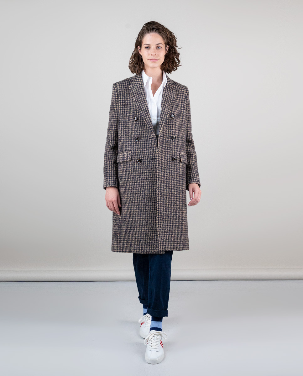 Abrigo Pata de Gallo Marino Cruzado