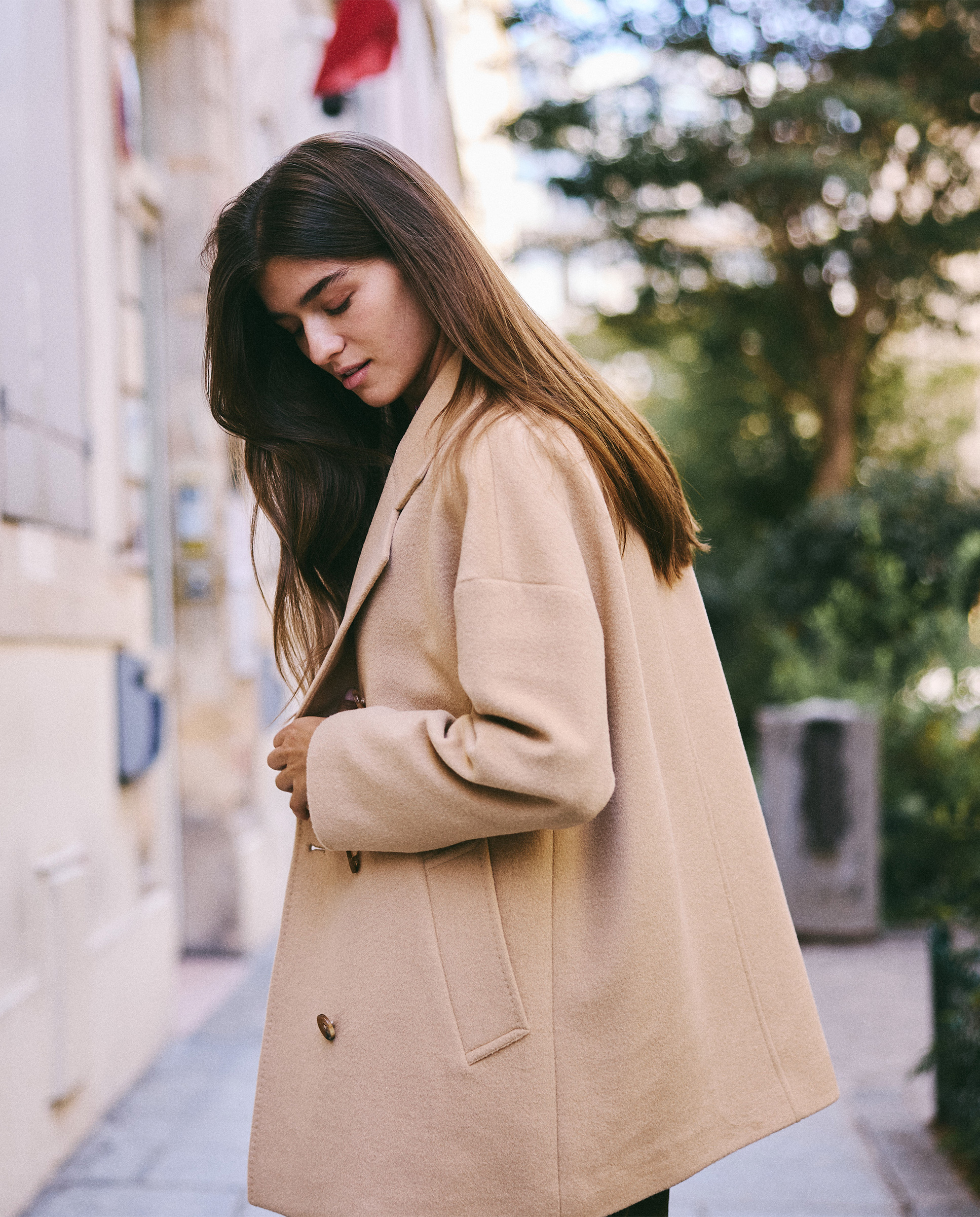 Manteau Court Croisé Beige