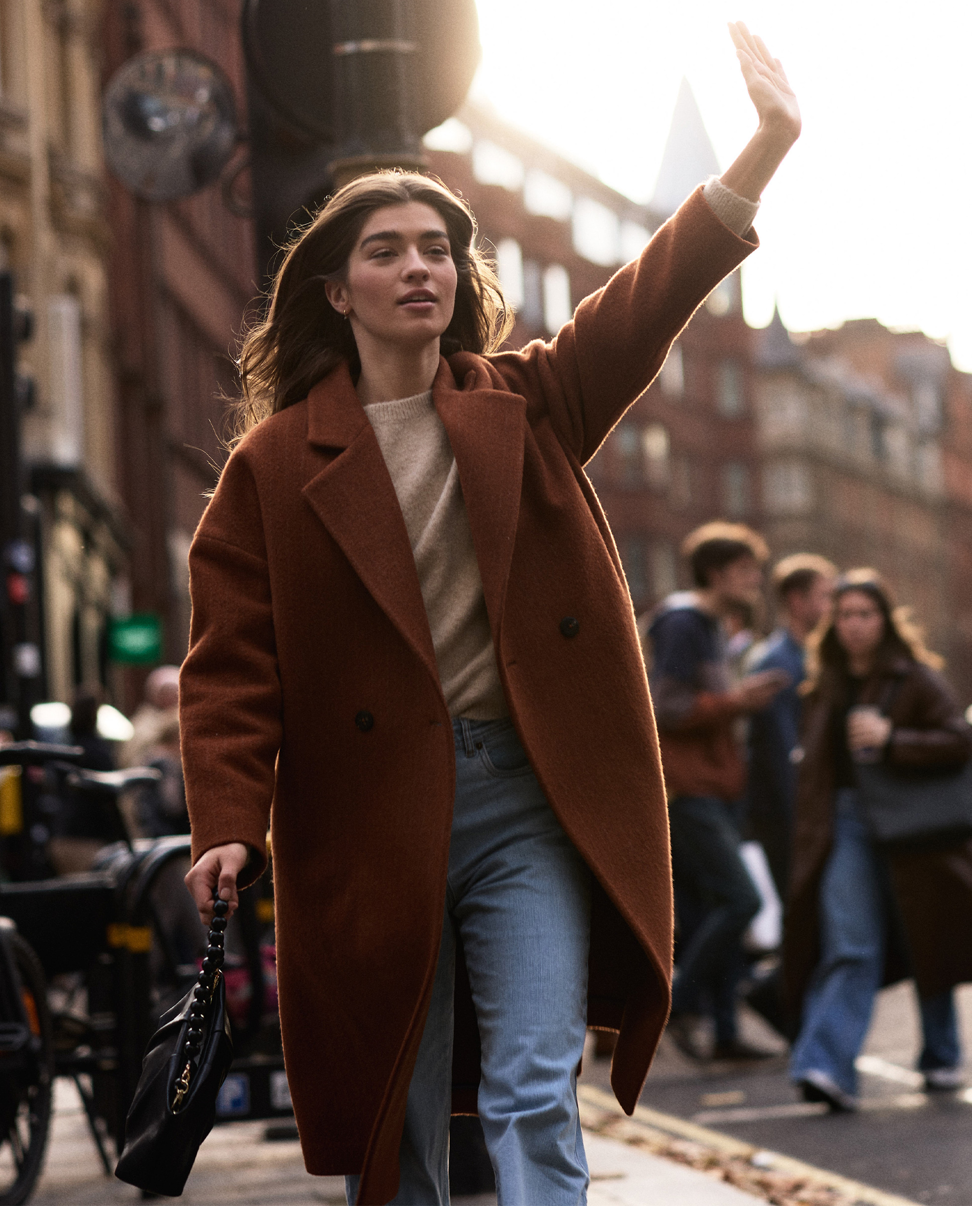 Manteau Croisé Rayure Terre Cuite