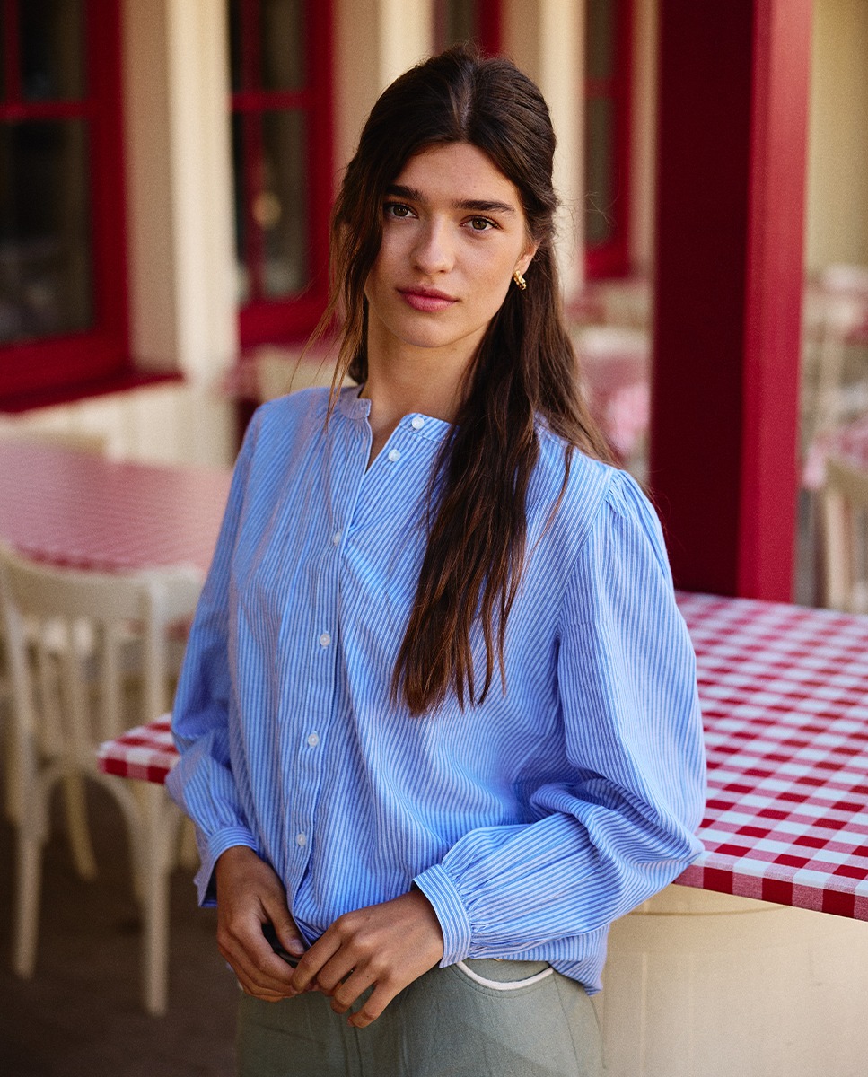 Chemise Fantaisie Rayure Bleu Ciel