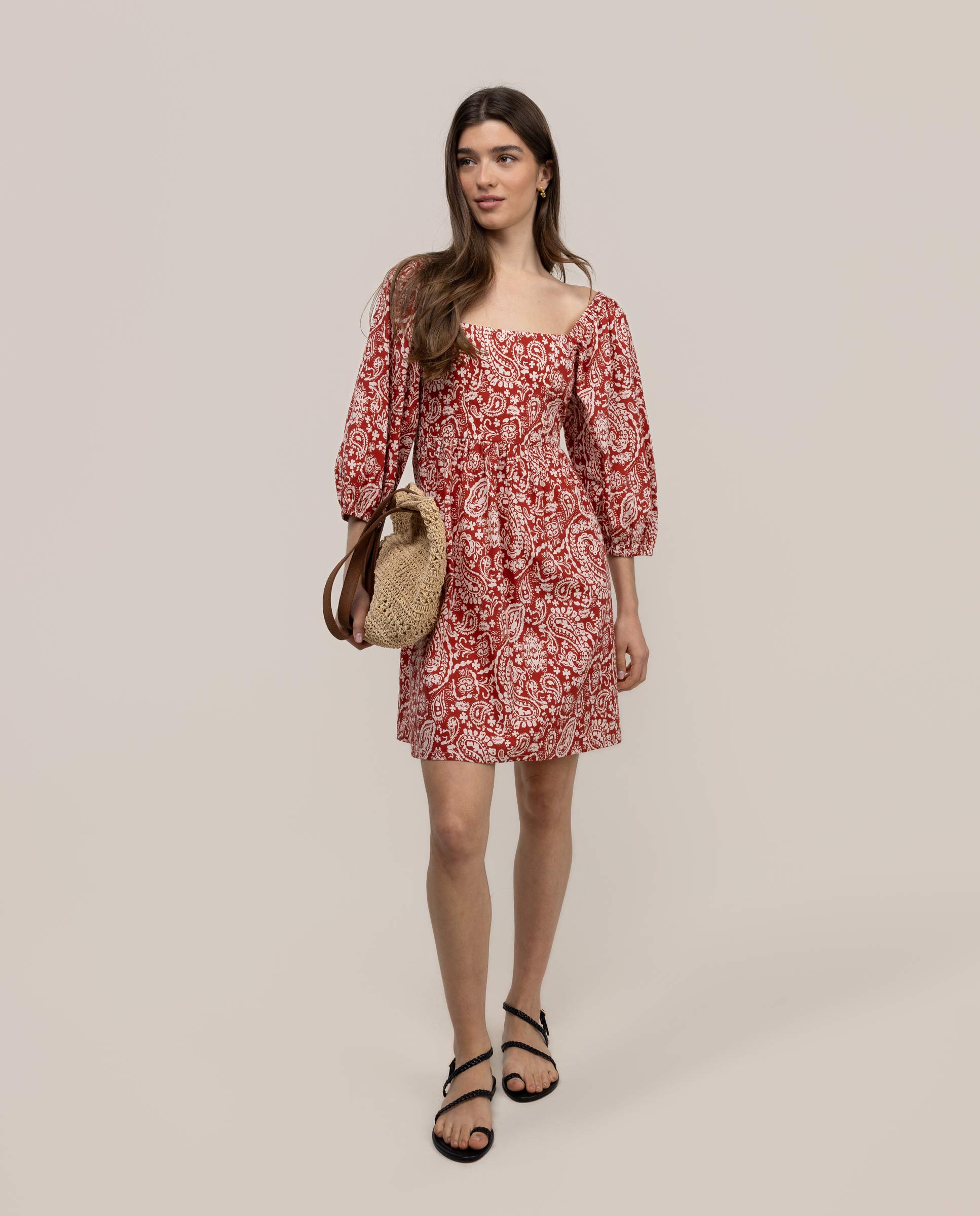 Vinita Kurzes bedrucktes Kleid