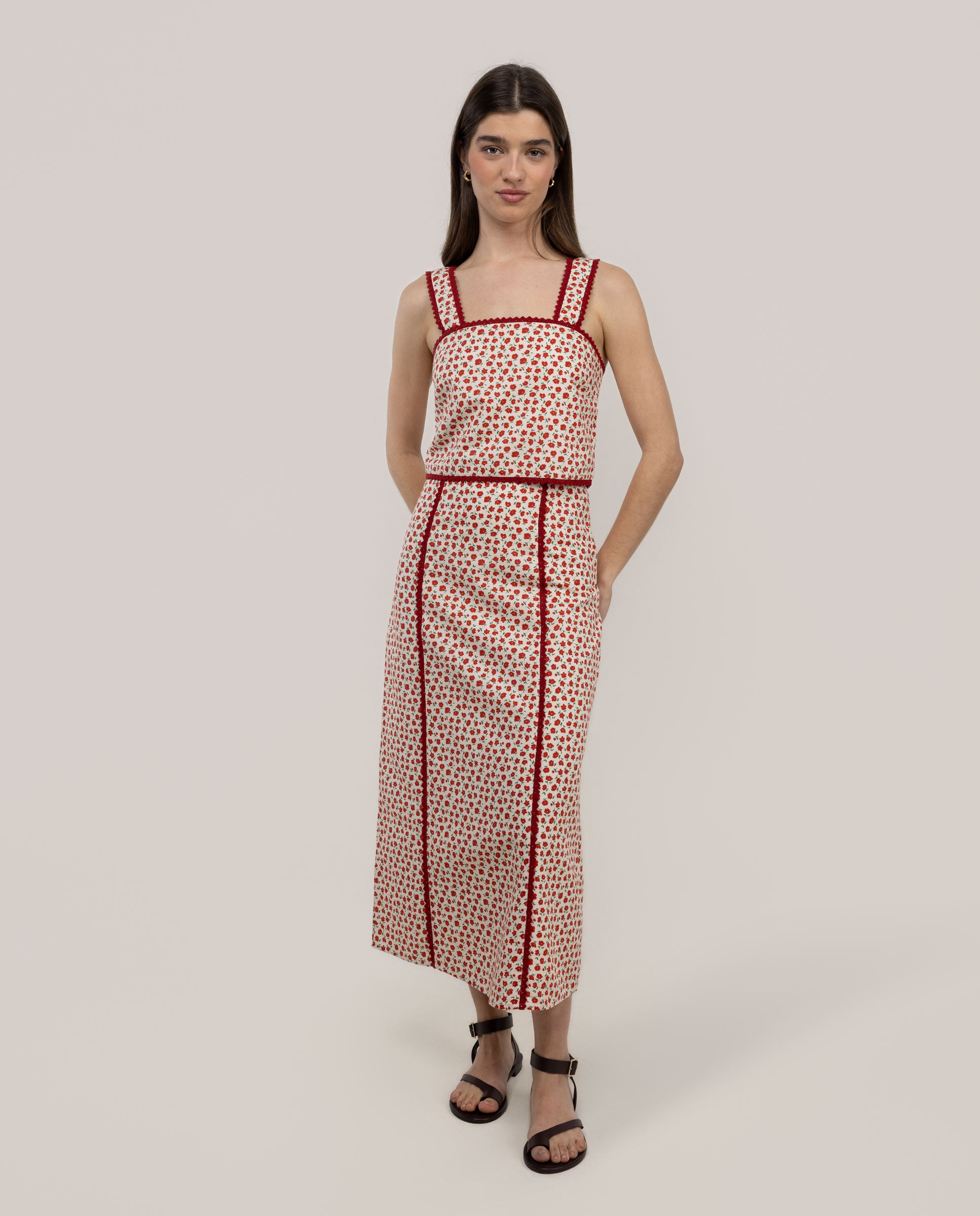 Falda Lena Midi Estampado Flores