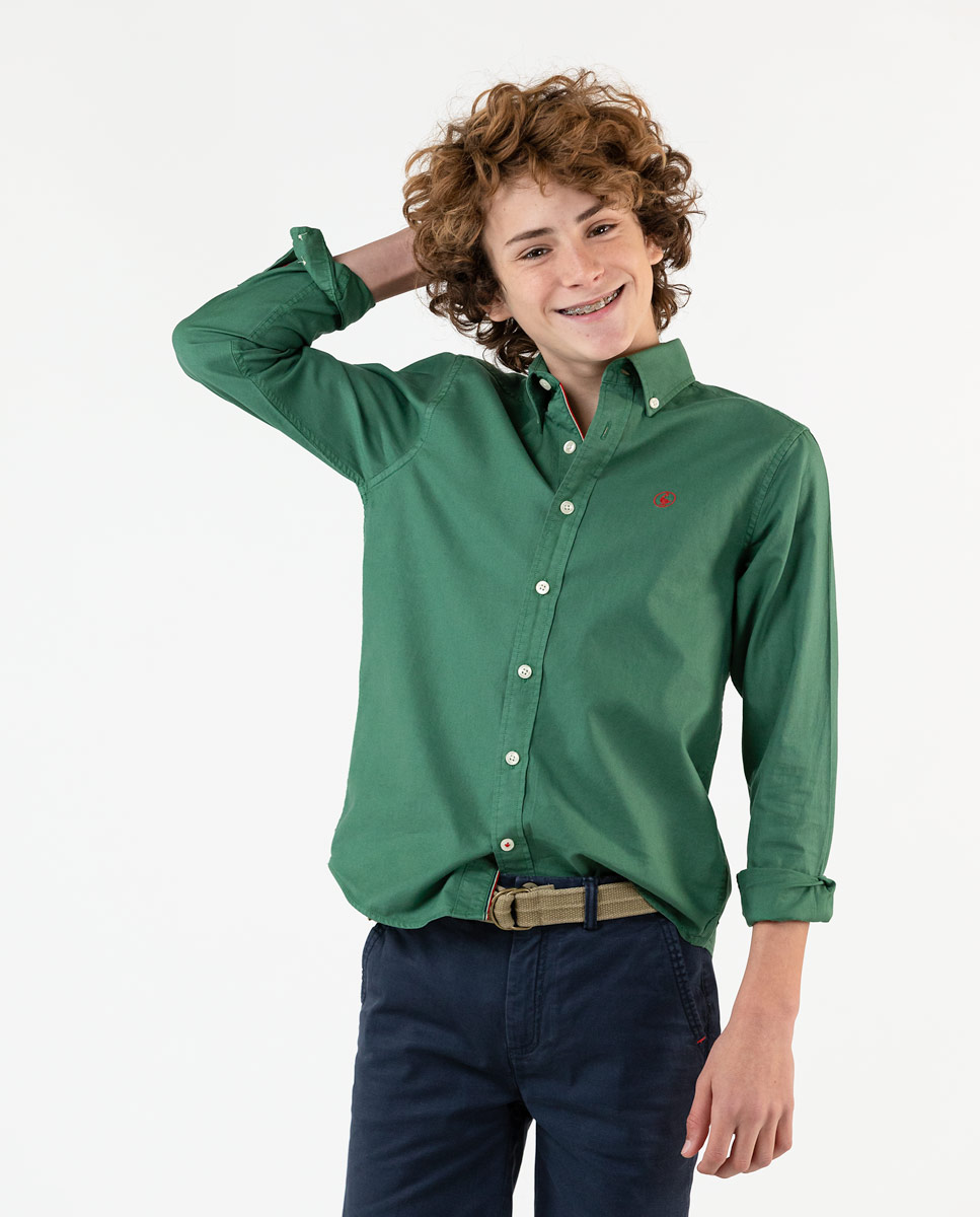 Chemise Teinte Sur Pièce Vert Bouteille