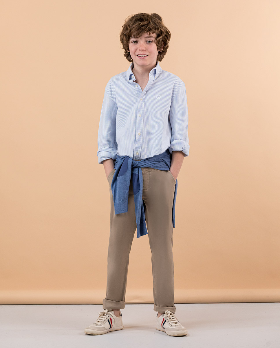 Camisa Rayas Yale Celeste