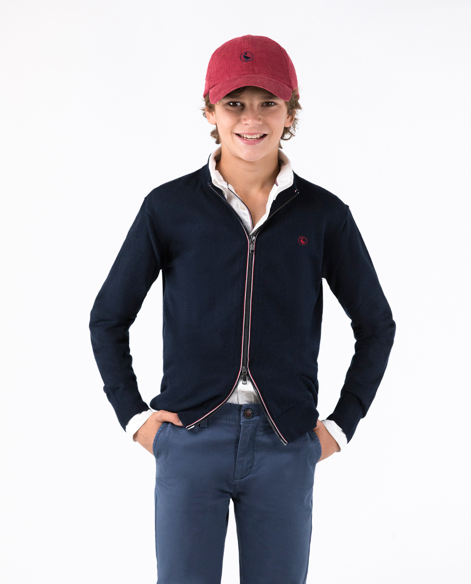 Cardigan Fermeture Éclair Marine