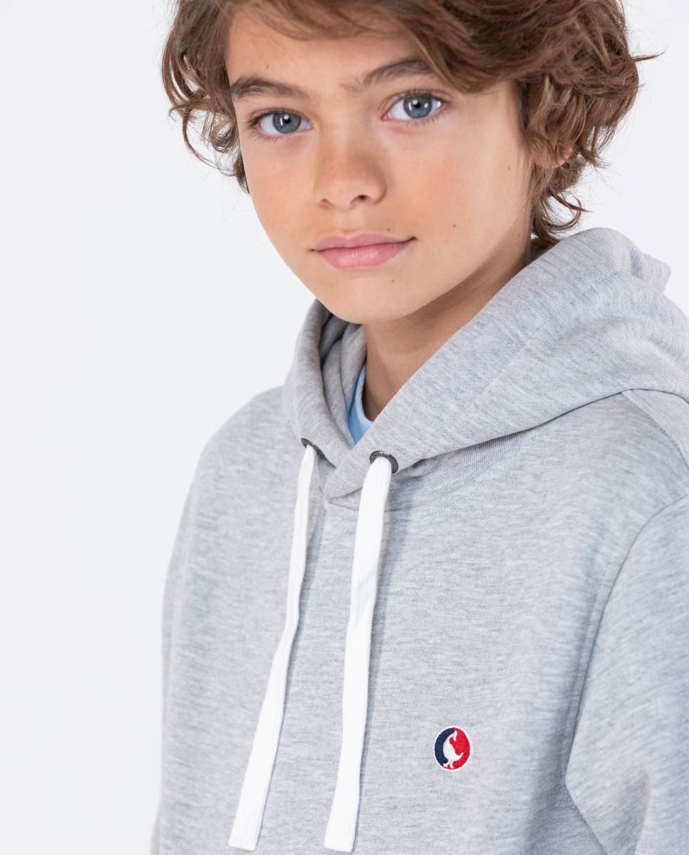 Sweat-shirt Capuche Gris Chiné