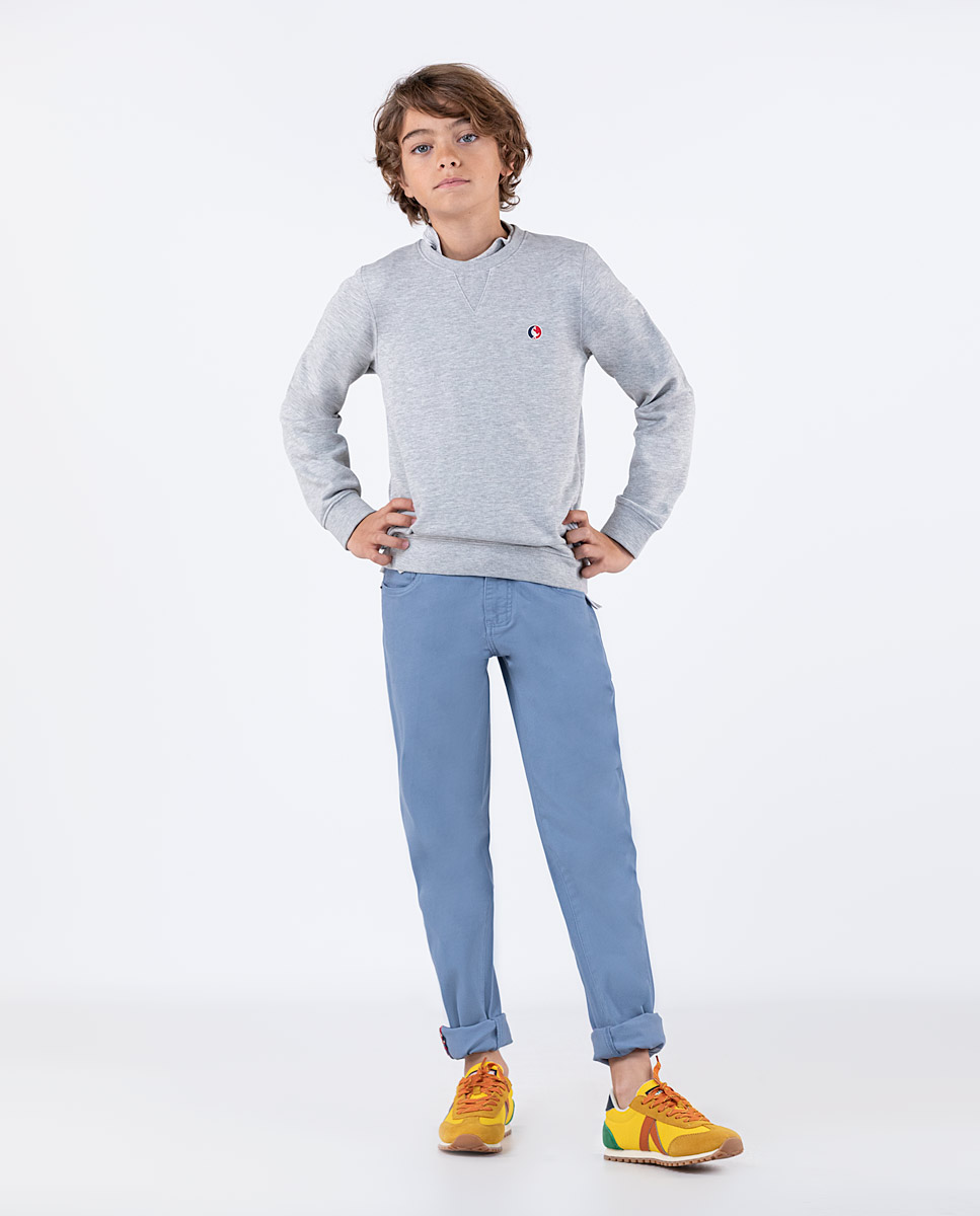 Sweat-shirt Col Rond Gris Chiné