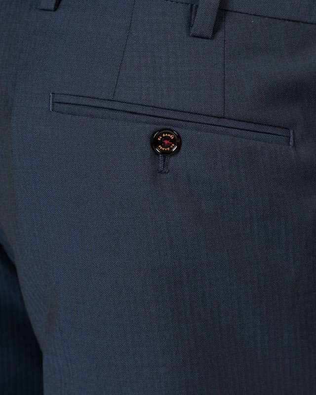 Navy Micro Herringbone Trousers