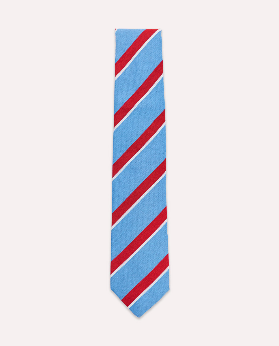 Cravate Rayures Rouge Bleu Liseré Blanc