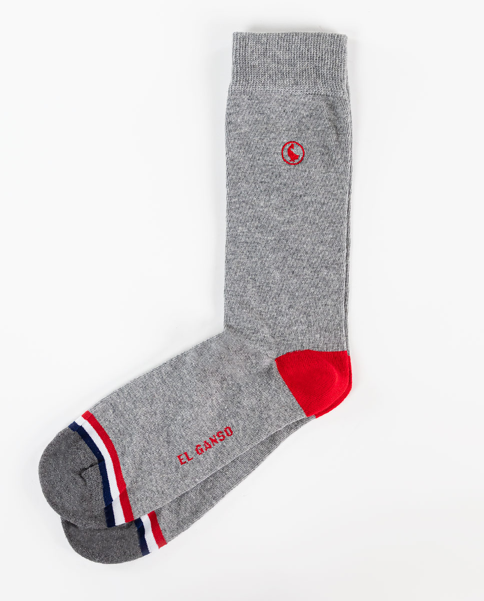 Calcetín Básico Liso Gris Melange Algodón