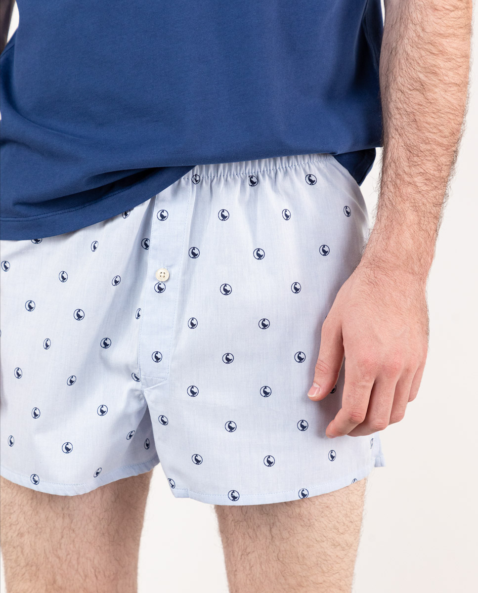 Unterhose Uni Himmelblau Print Gänse