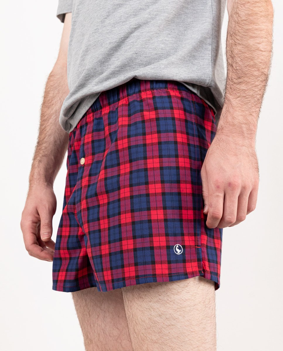 Unterhose Tartanmuster Blau Profil Rot