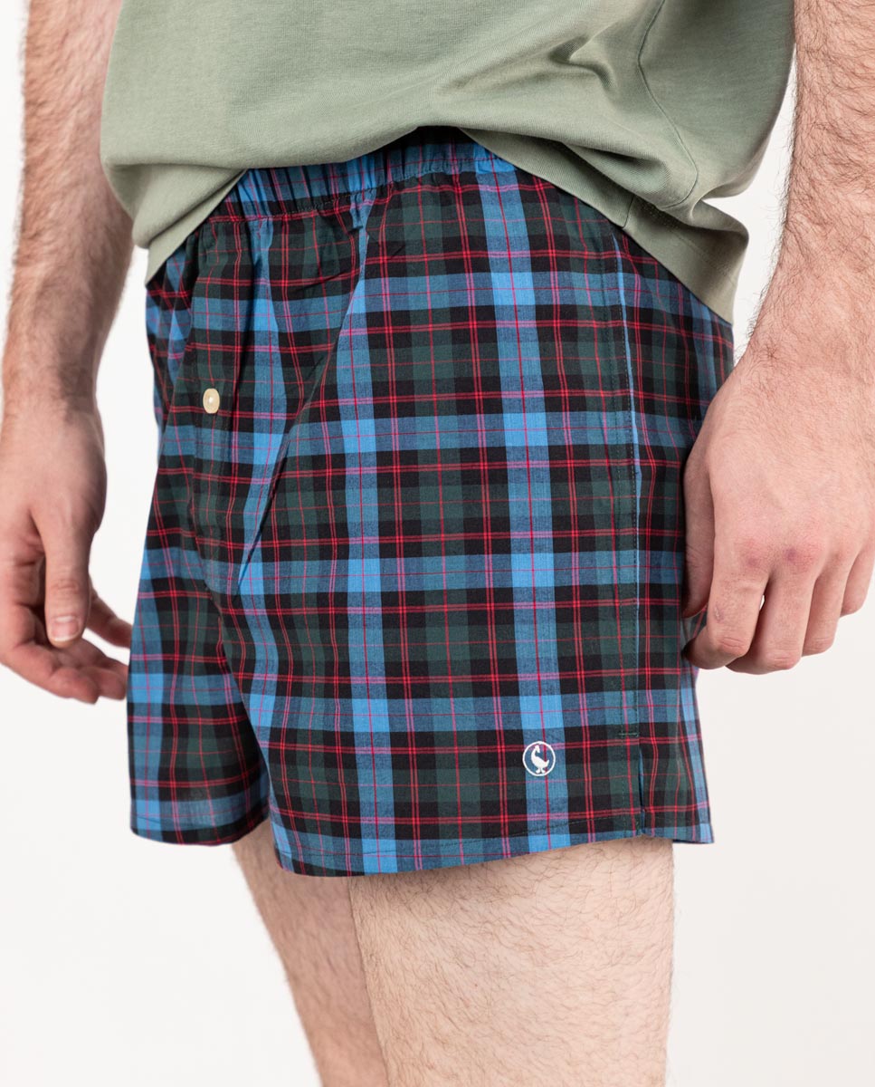 Unterhose Tartanmuster Blau Grün Profil Rot