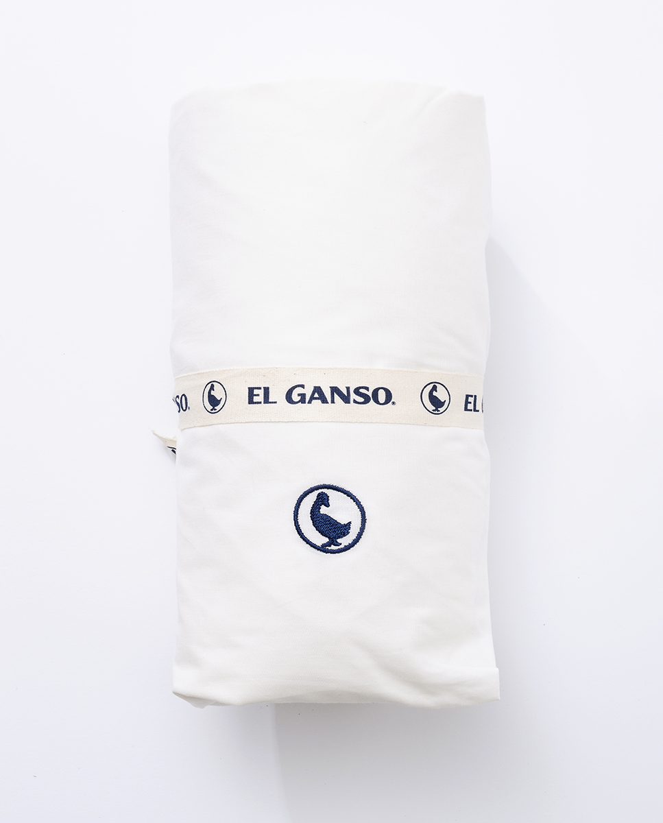 Sheet 90x200 cm varnish 30 cm logo 180 threads natural