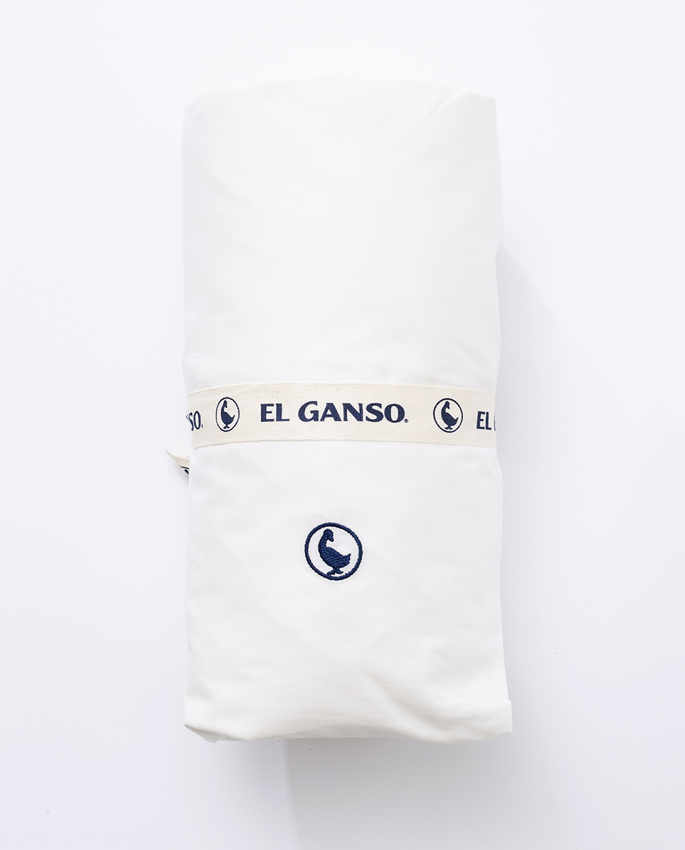 Sheet 90x200 cm varnish 30 cm logo 180 threads natural