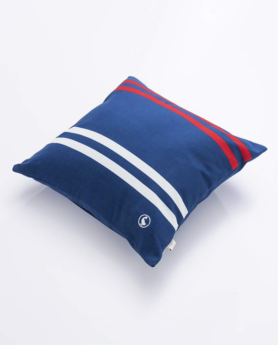 Housse Coussin 40x40 cm Écru Marine Rayures
