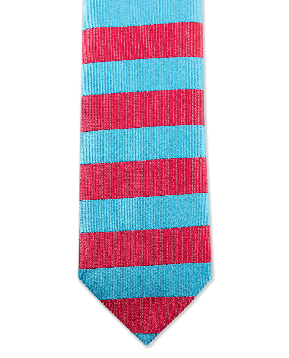 Sky Blue and Pink Tie W/Horizontal Stripes