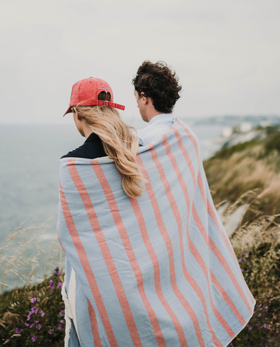 Toalla Rayas Azul Rojo