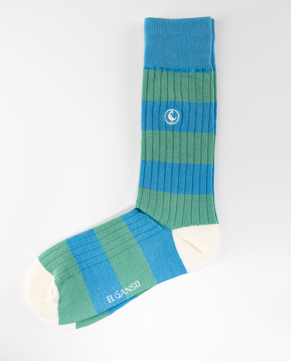 Blue Cotton Socks W Stripes