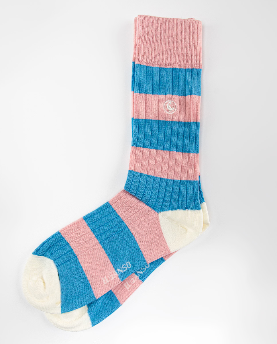 Pink Cotton Socks W Stripes