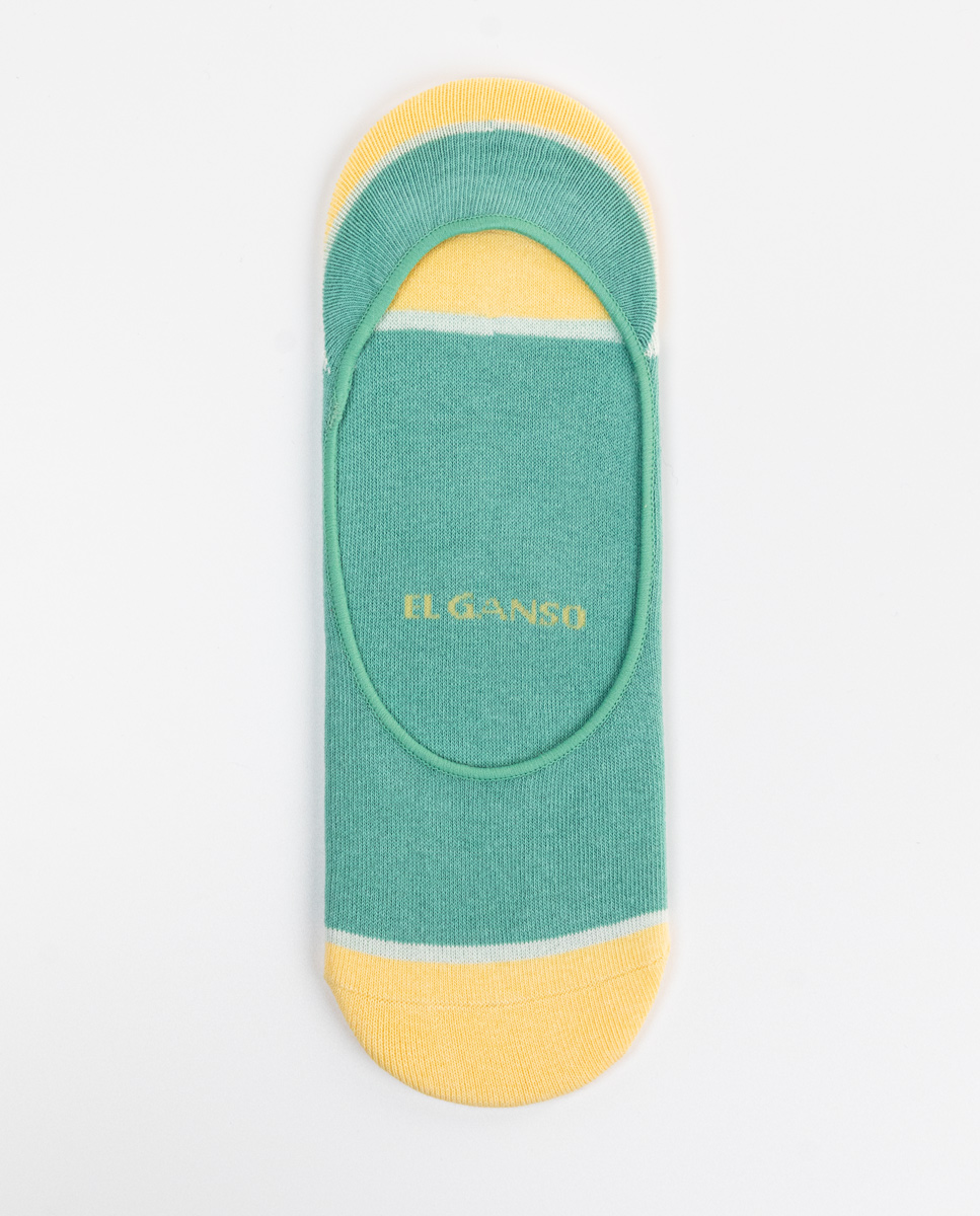 Green Cotton Low-Cut Socks