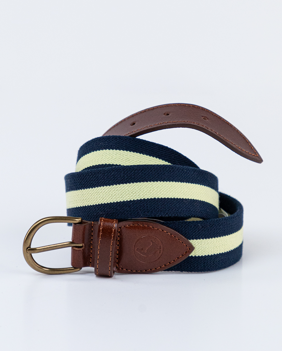 Striped Navy Yellow Elastic Belt