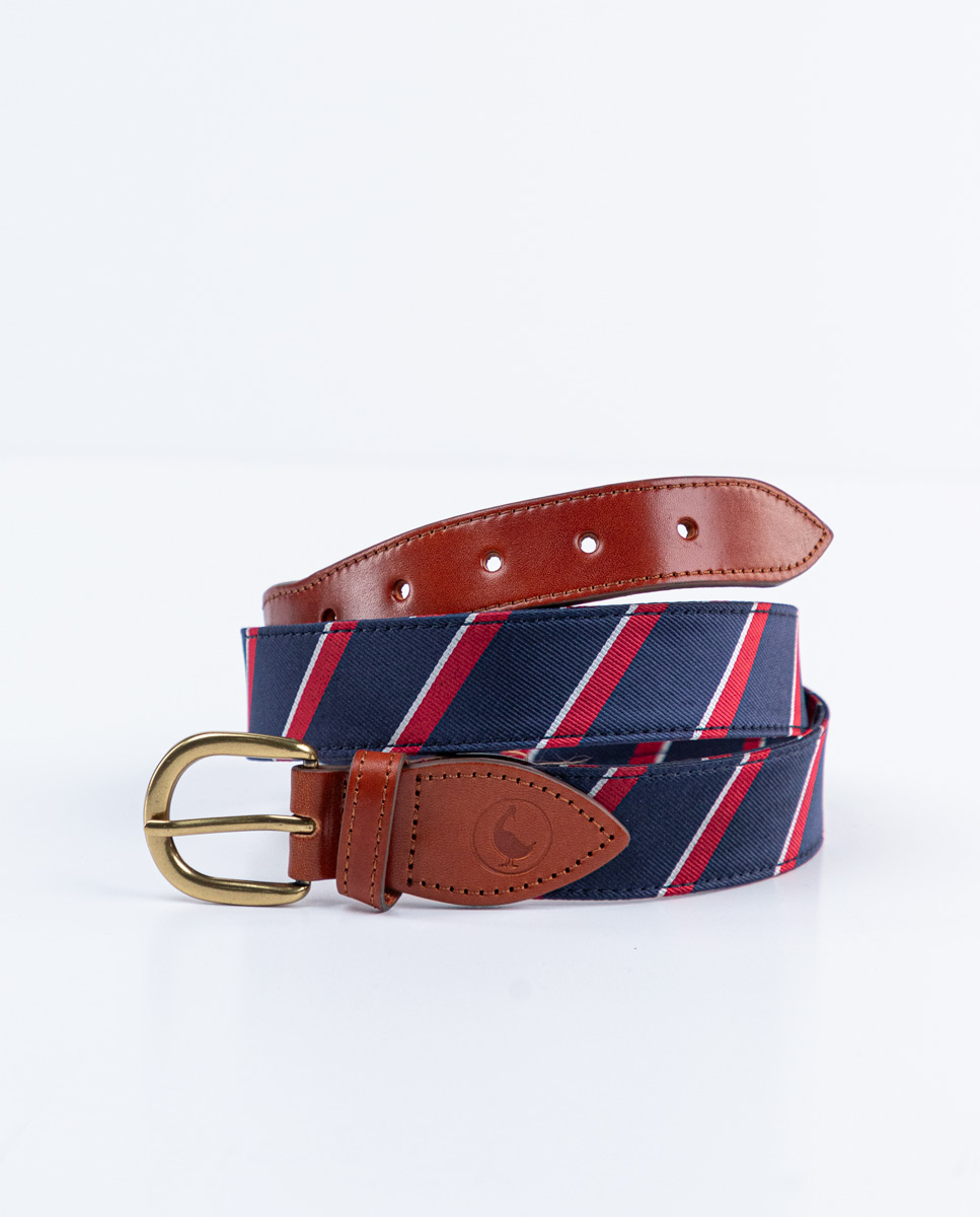 Navy Tie Stripe Belt