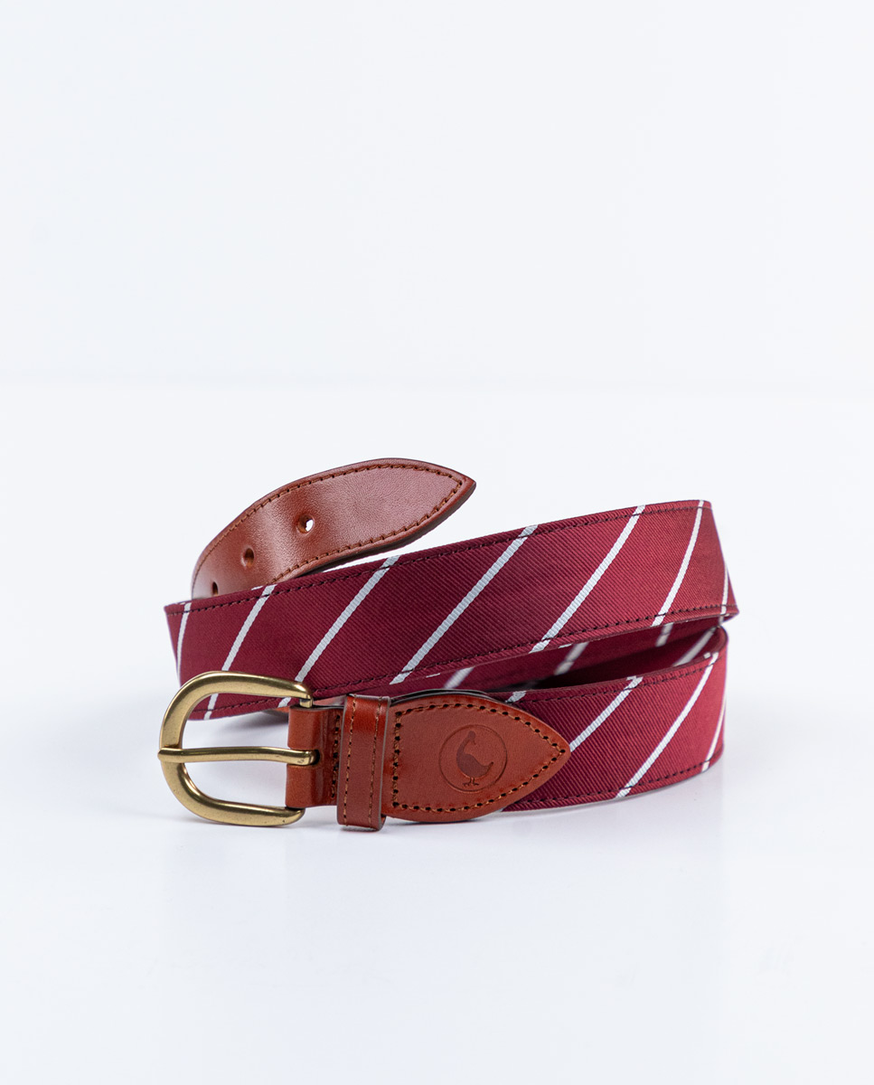 Maroon Tie Stripe Belt