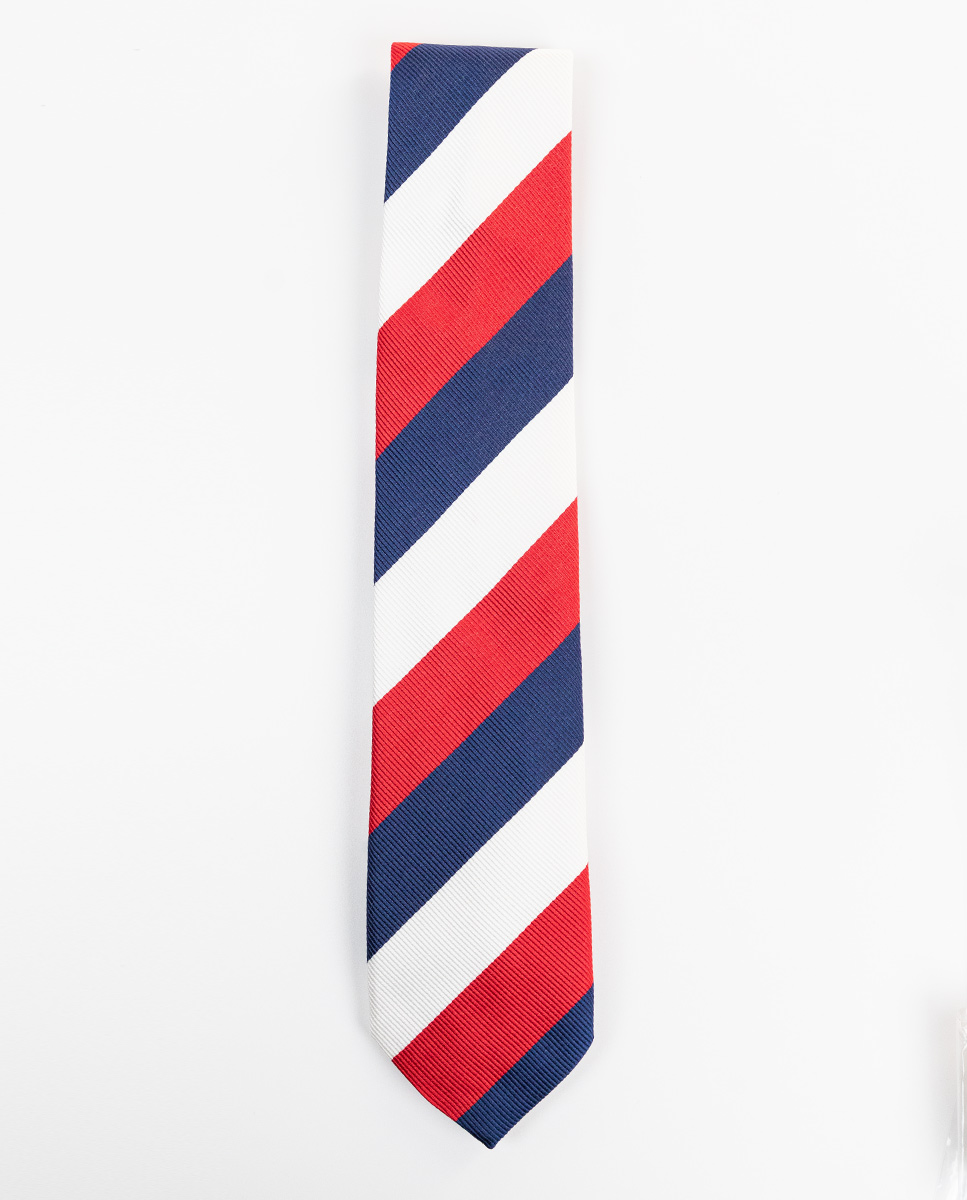 Red Navy Regimental Stripe Tie