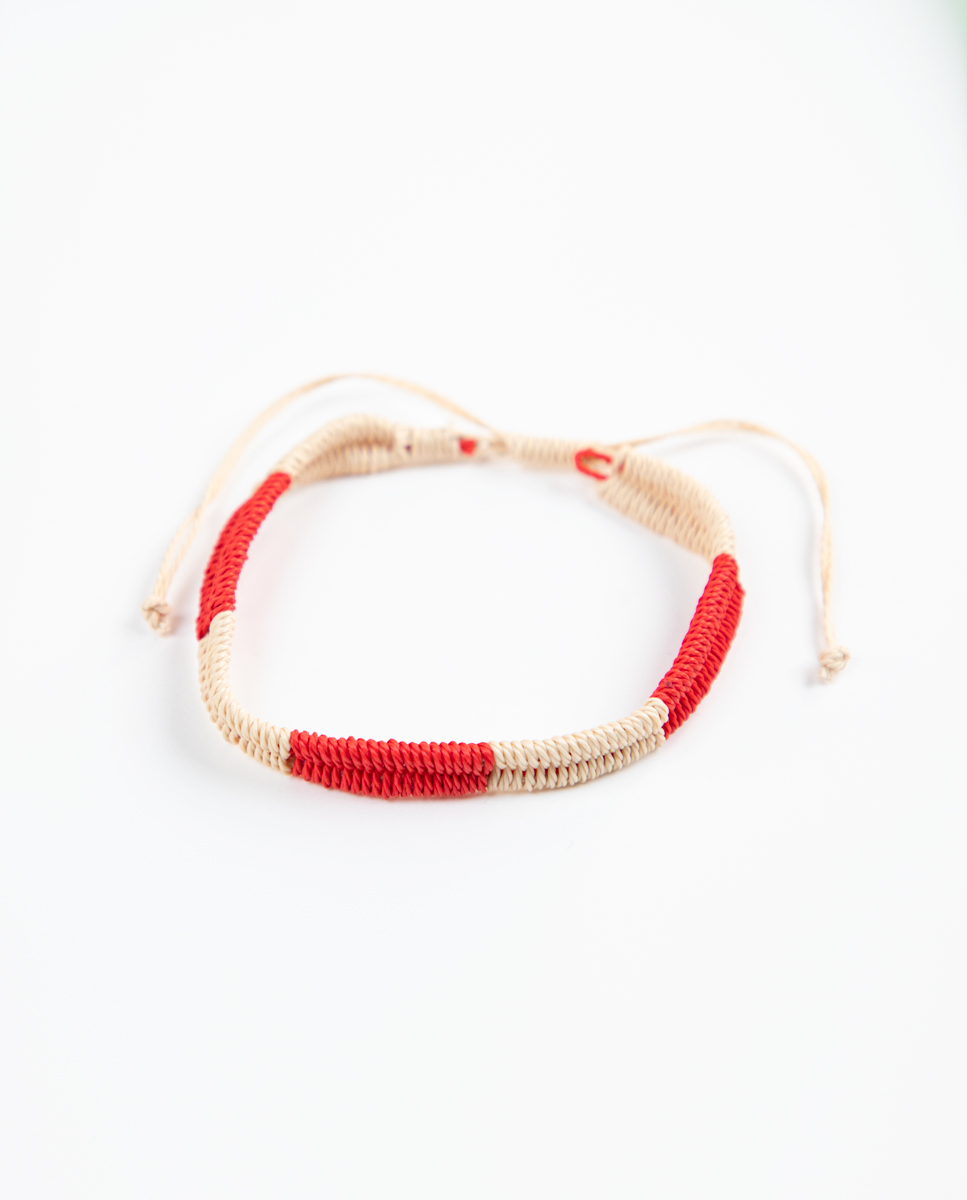 Bracelet Bicolore Rouge Écru
