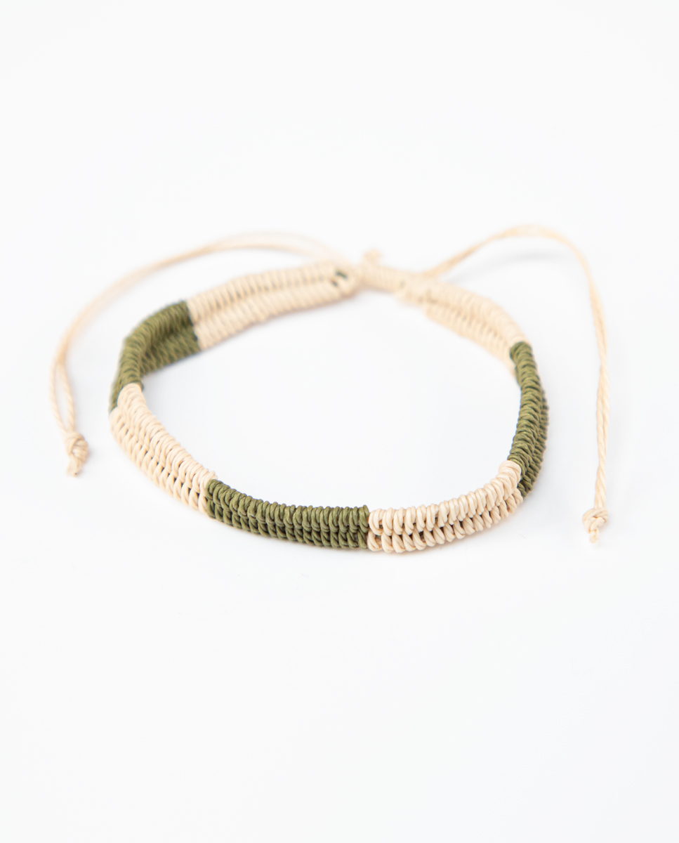 Bracelet Bicolore Kaki Écru
