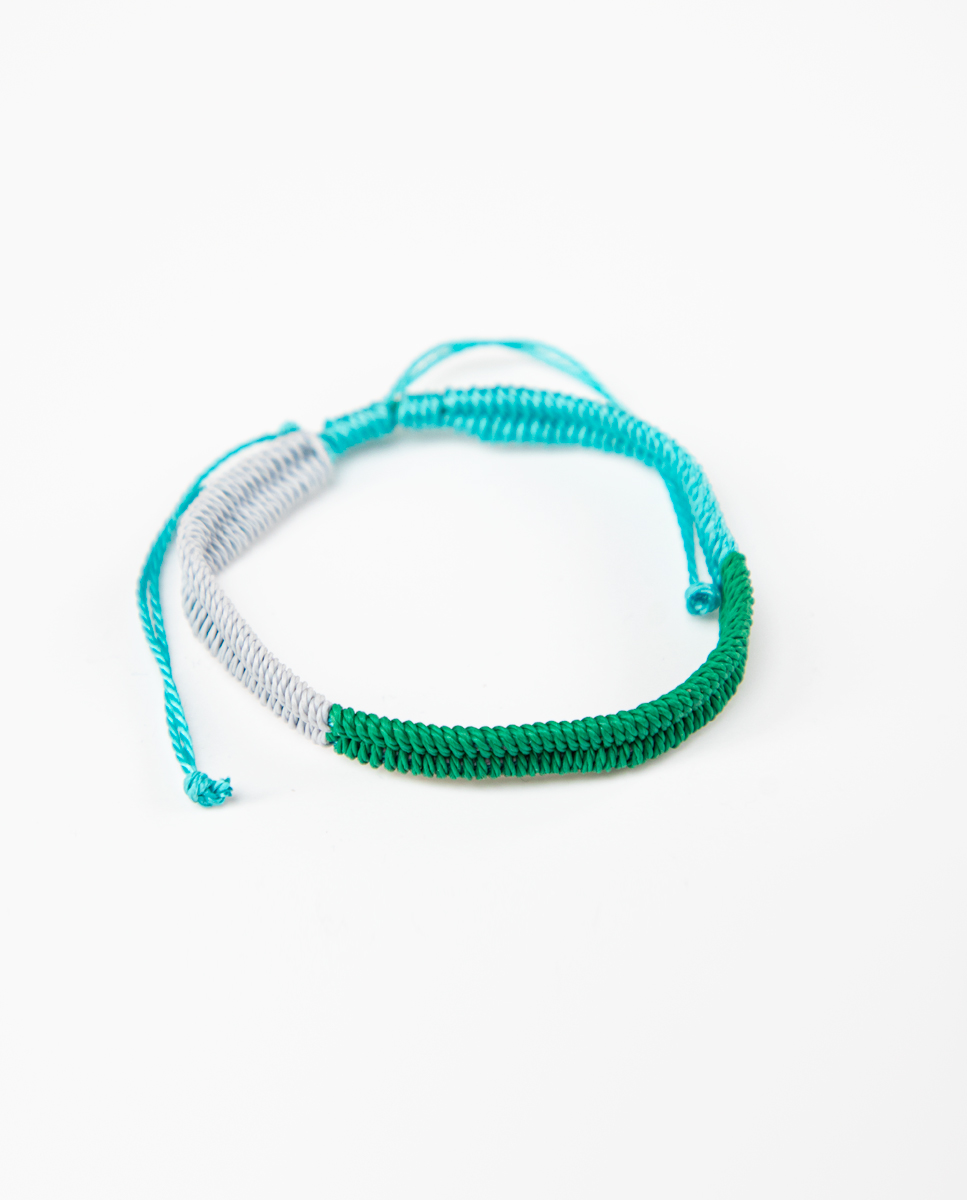 Bracelet Tricolore Turquoise Vert Gris