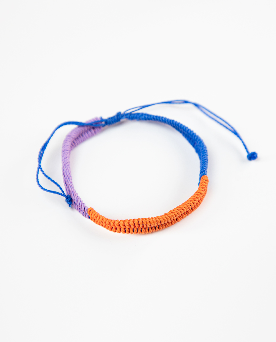 Tricoloured Mauve Orange Blue Bracelet