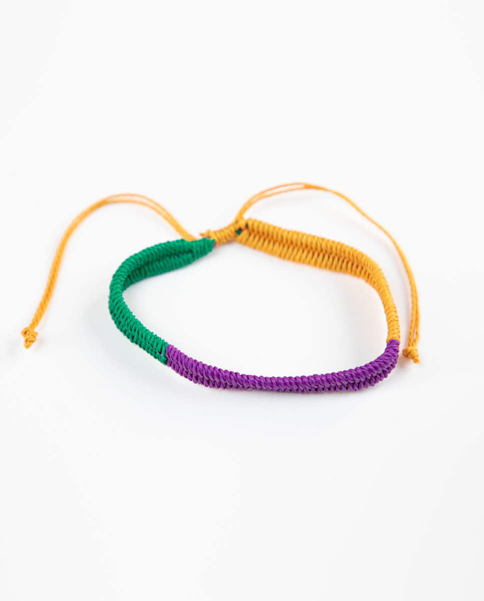Tricoloured Mustard Purple Green Bracelet