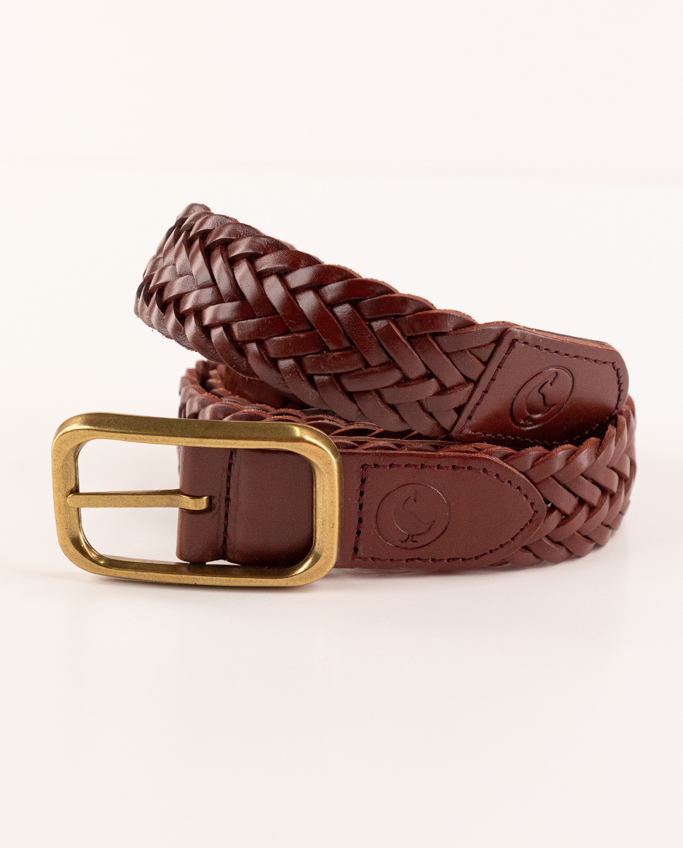 Cinturón Piel Trenzado Marrón