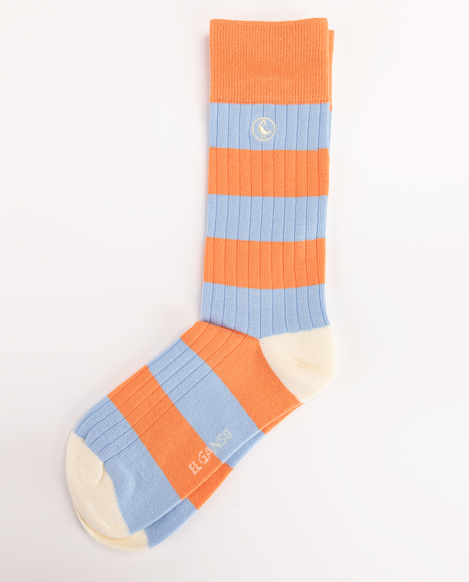 Calcetín Algodón Canalé Rayas Azul