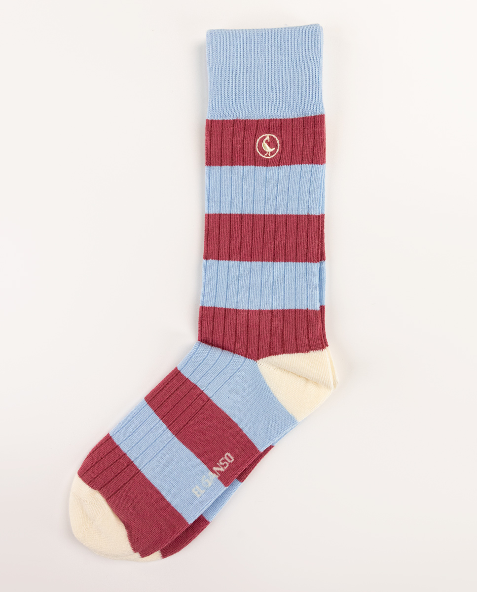 Calcetín Algodón Canalé Rayas Rojo