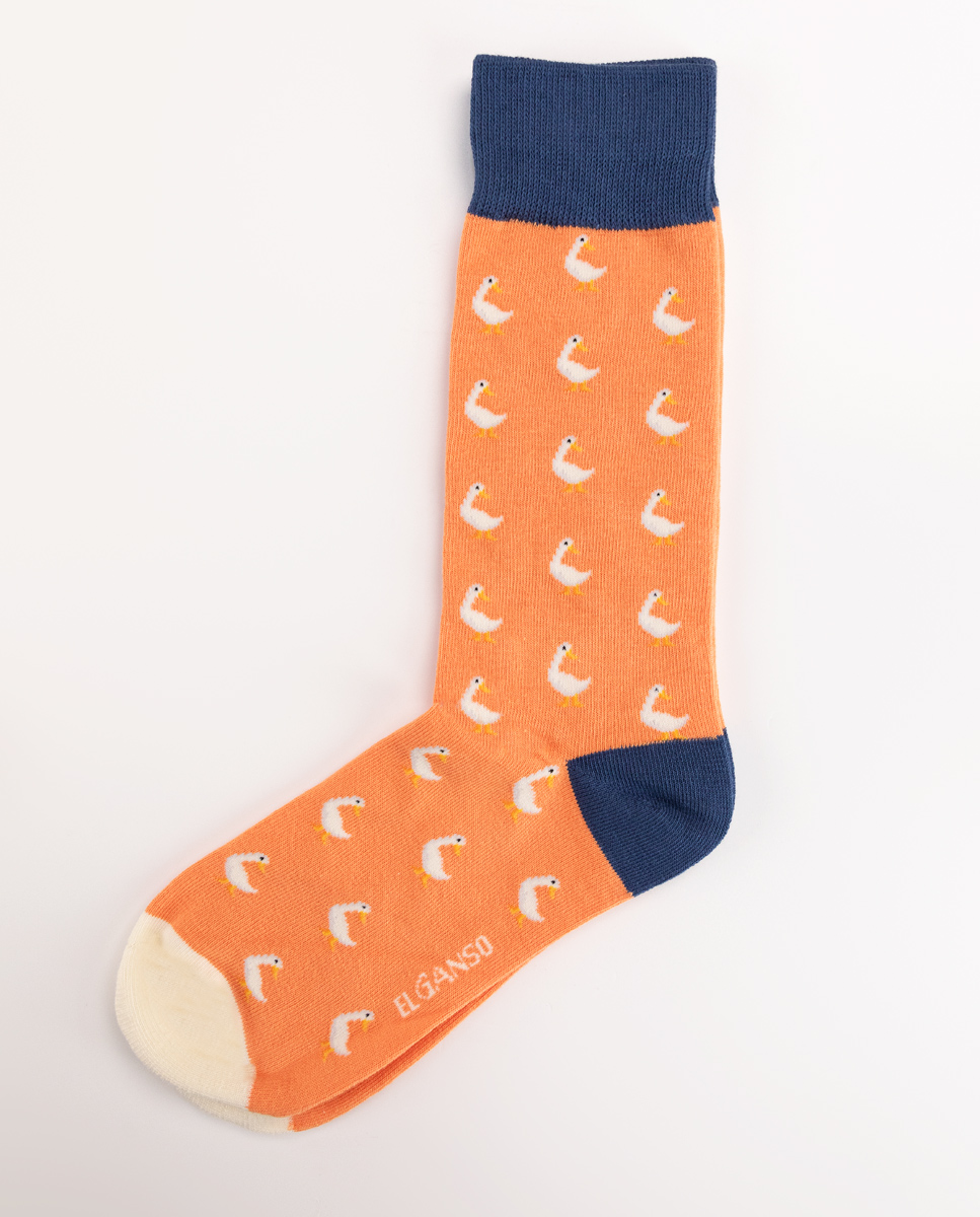 Calcetín Algodón Gansos Naranja