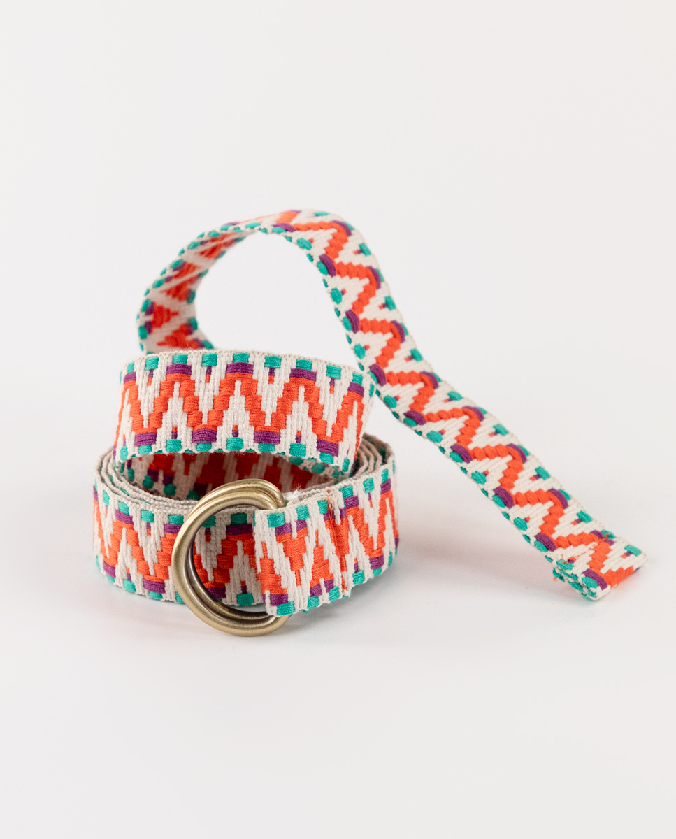 Cinturón Hebilla Trenzado Zigzag Multicolor